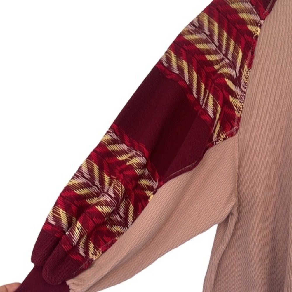 Women's Beige and Burgundy Sweater - Picture 5 of 7